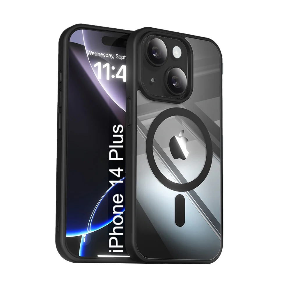 LuxuryKase Mag-Safe Compatible Transparent Back Case with Shockproof Bumper | Raised Camera Protection | Slim Fit Design | Wireless Charging Support For iPhone & Samsung Series - Image 15