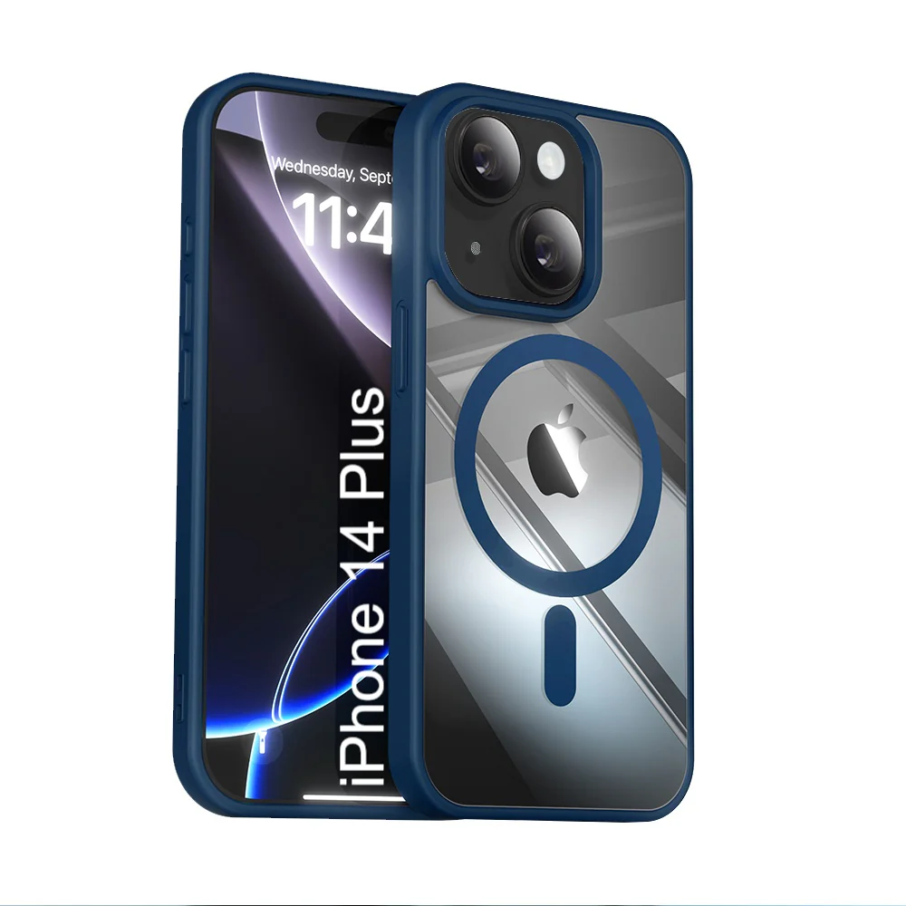 LuxuryKase Mag-Safe Compatible Transparent Back Case with Shockproof Bumper | Raised Camera Protection | Slim Fit Design | Wireless Charging Support For iPhone & Samsung Series - Image 16