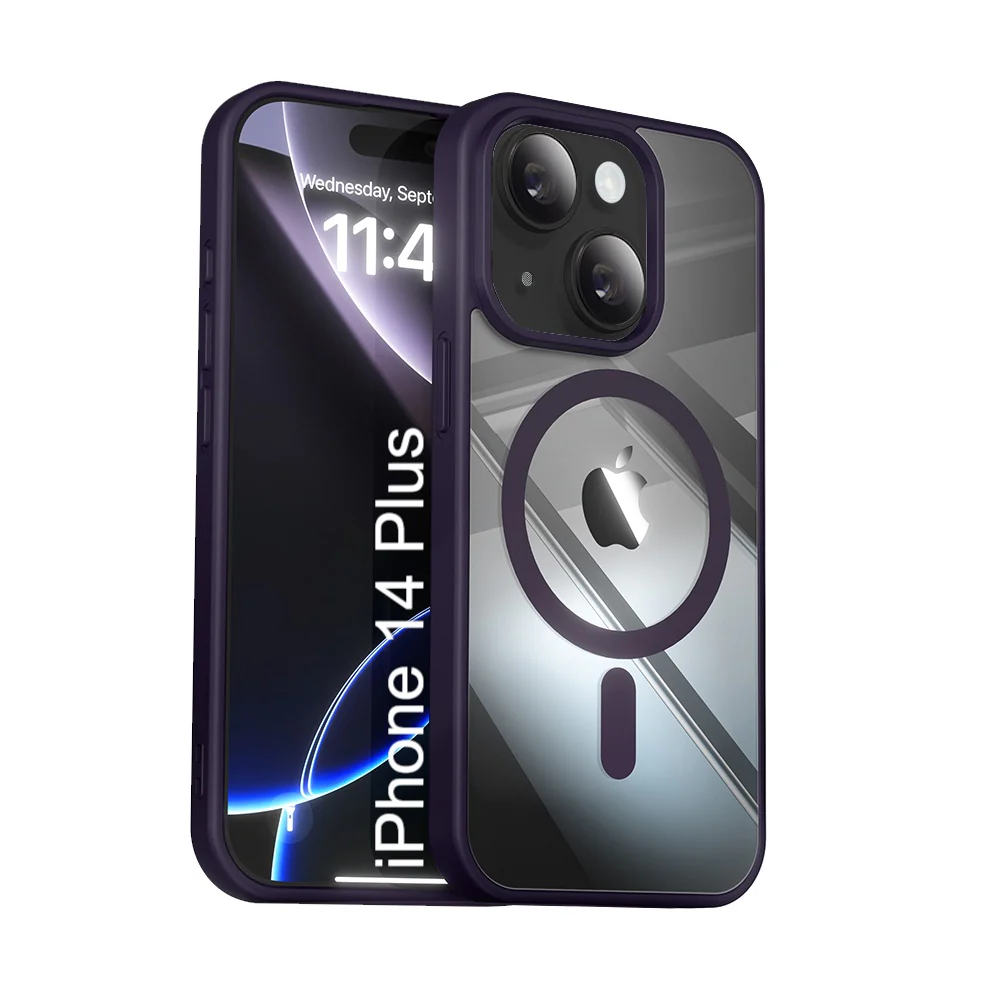 LuxuryKase Mag-Safe Compatible Transparent Back Case with Shockproof Bumper | Raised Camera Protection | Slim Fit Design | Wireless Charging Support For iPhone & Samsung Series - Image 19