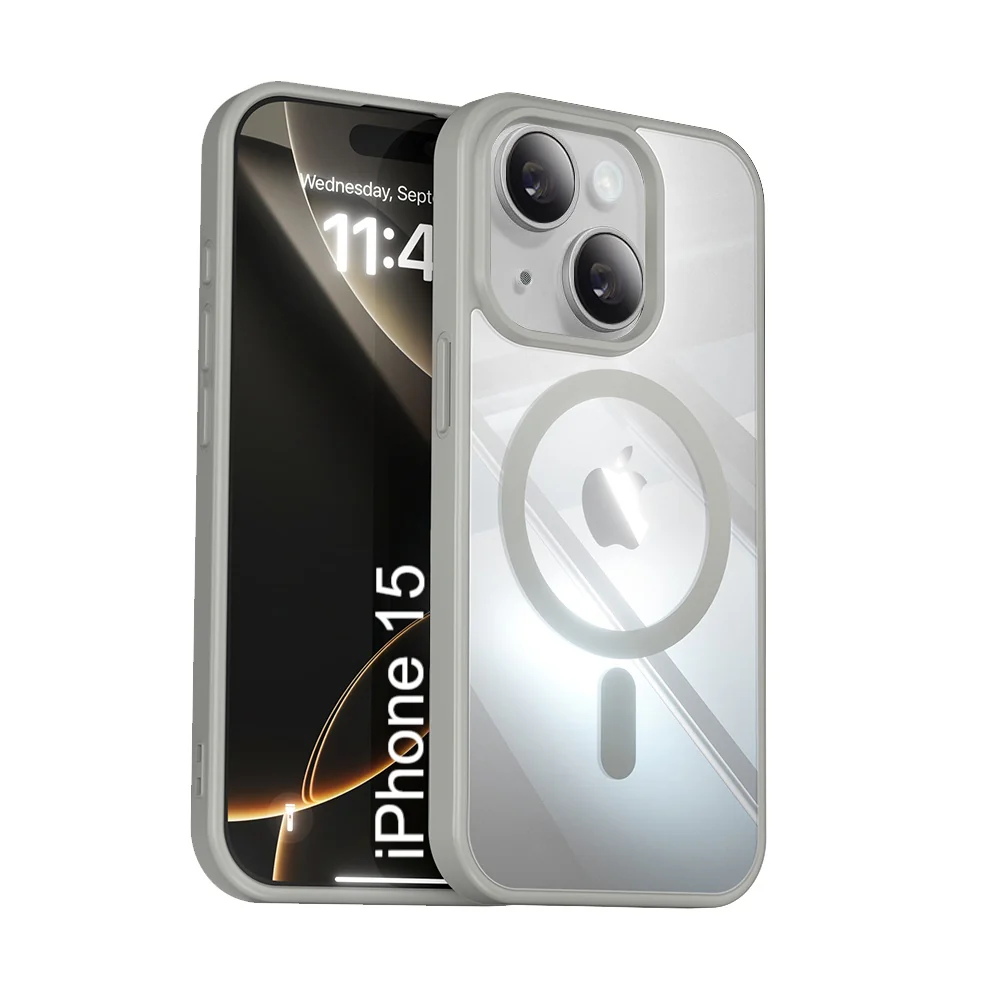 LuxuryKase Mag-Safe Compatible Transparent Back Case with Shockproof Bumper | Raised Camera Protection | Slim Fit Design | Wireless Charging Support For iPhone & Samsung Series - Image 32