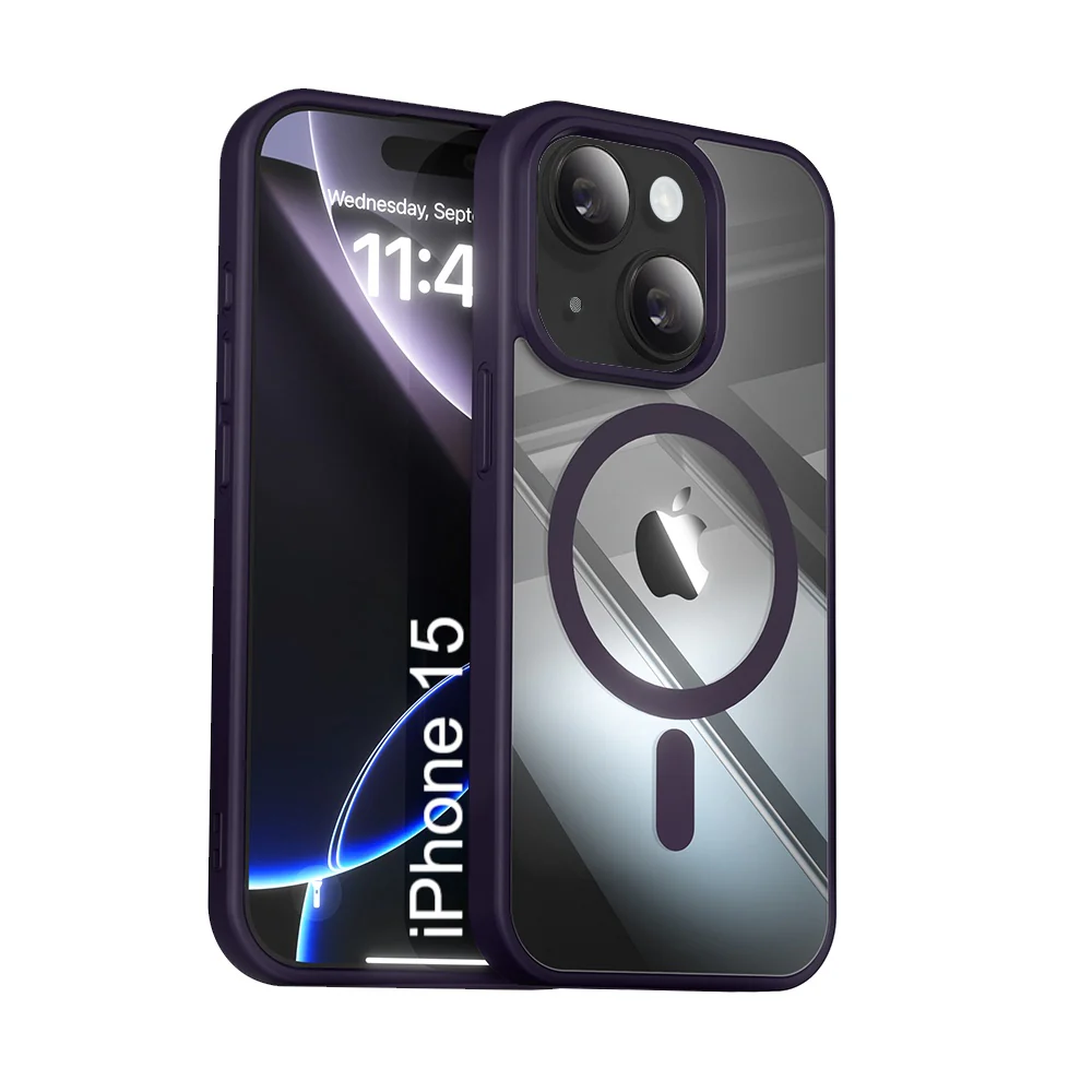 LuxuryKase Mag-Safe Compatible Transparent Back Case with Shockproof Bumper | Raised Camera Protection | Slim Fit Design | Wireless Charging Support For iPhone & Samsung Series - Image 34