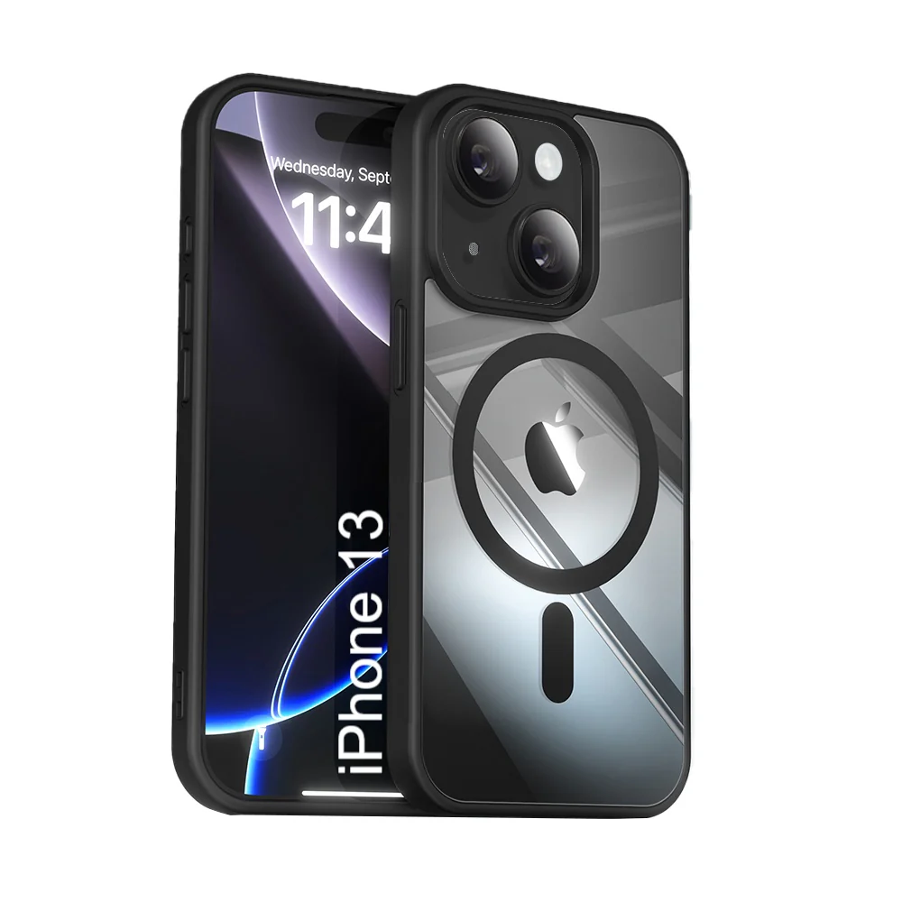 LuxuryKase Mag-Safe Compatible Transparent Back Case with Shockproof Bumper | Raised Camera Protection | Slim Fit Design | Wireless Charging Support For iPhone & Samsung Series - Image 5