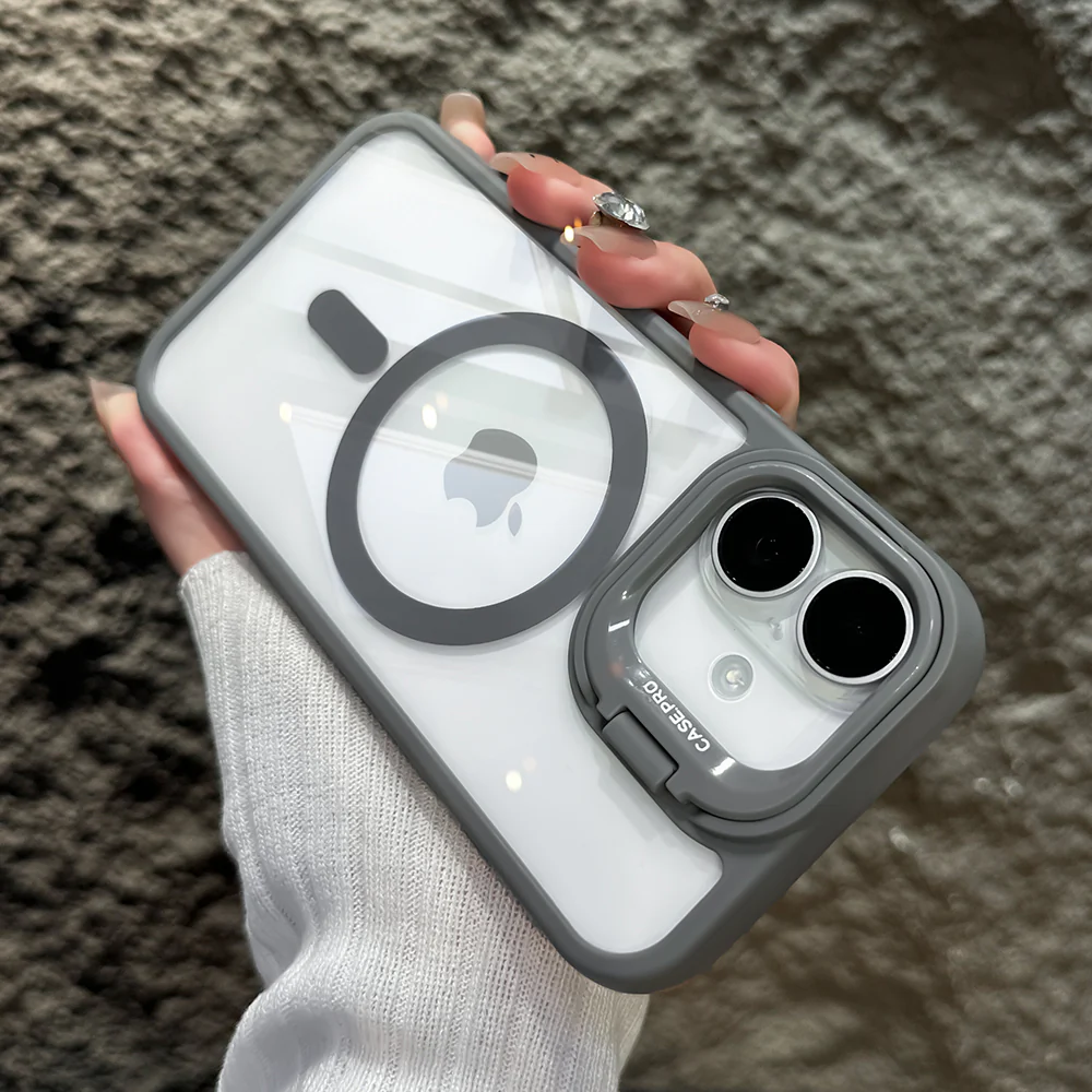 LuxuryKase Mag-Safe Shockproof Case with Rotating Camera Stand | Drop Protection | Transparent Hard Back Cover with Wireless Charging For iPhone 16 Series - Image 11