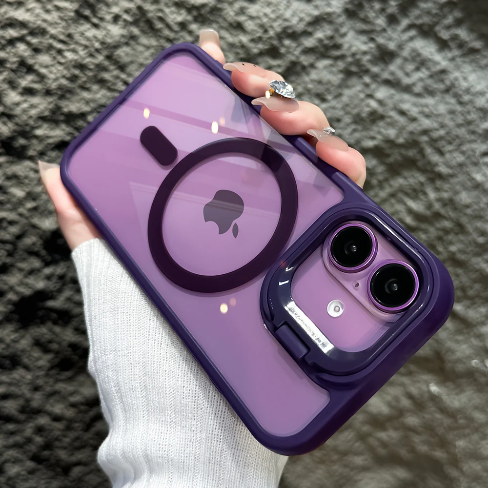 LuxuryKase Mag-Safe Shockproof Case with Rotating Camera Stand | Drop Protection | Transparent Hard Back Cover with Wireless Charging For iPhone 16 Series - Image 12