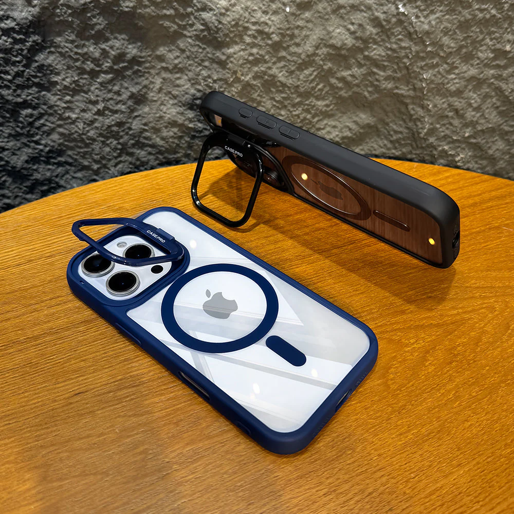 LuxuryKase Mag-Safe Shockproof Case with Rotating Camera Stand | Drop Protection | Transparent Hard Back Cover with Wireless Charging For iPhone 16 Series - Image 3