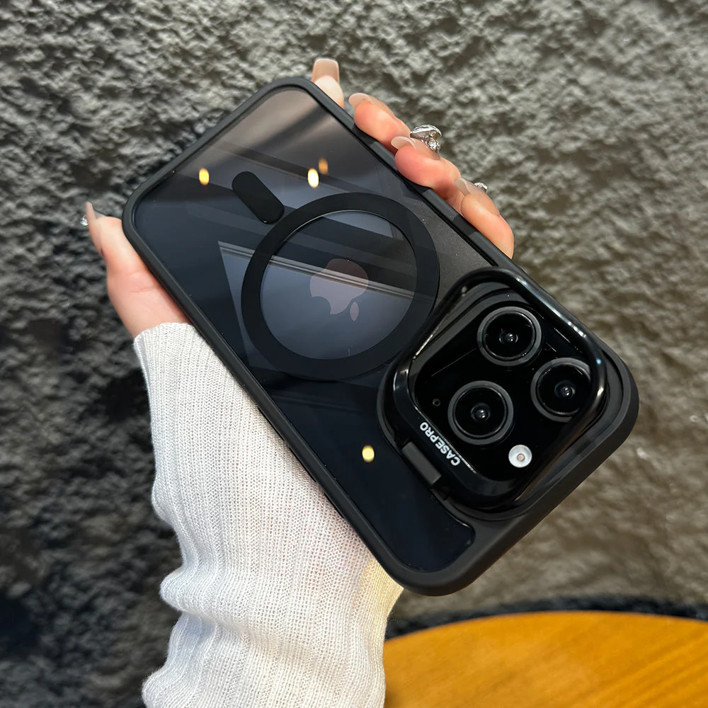 LuxuryKase Mag-Safe Shockproof Case with Rotating Camera Stand | Drop Protection | Transparent Hard Back Cover with Wireless Charging For iPhone 16 Series - Image 5