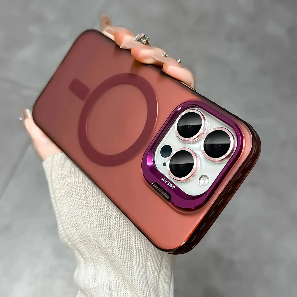 LuxuryKase Mag-Safe Shockproof Gradient Matte Case | Metal Camera Lens Protector & Kickstand | Slim & Edge Protective Cover For iPhone - Image 11