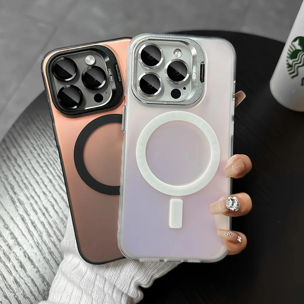 LuxuryKase Mag-Safe Shockproof Gradient Matte Case | Metal Camera Lens Protector & Kickstand | Slim & Edge Protective Cover For iPhone - Image 5