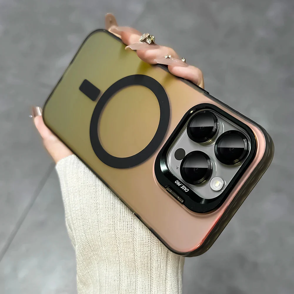LuxuryKase Mag-Safe Shockproof Gradient Matte Case | Metal Camera Lens Protector & Kickstand | Slim & Edge Protective Cover For iPhone - Image 7