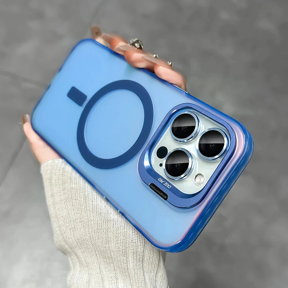 LuxuryKase Mag-Safe Shockproof Gradient Matte Case | Metal Camera Lens Protector & Kickstand | Slim & Edge Protective Cover For iPhone - Image 8