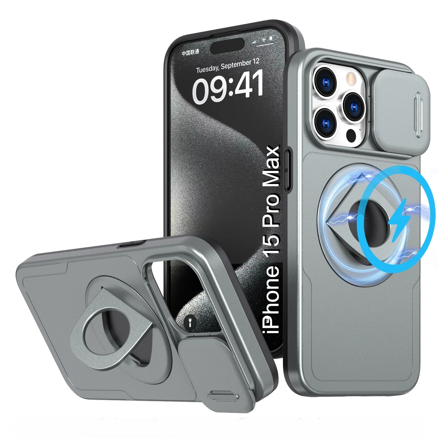 LuxuryKase Mag-Safe Shockproof Rugged Back Case with Finger Ring Kickstand & Sliding Camera Cover | Military Drop Protection | Wireless Charging Support For iPhone Series - Image 102