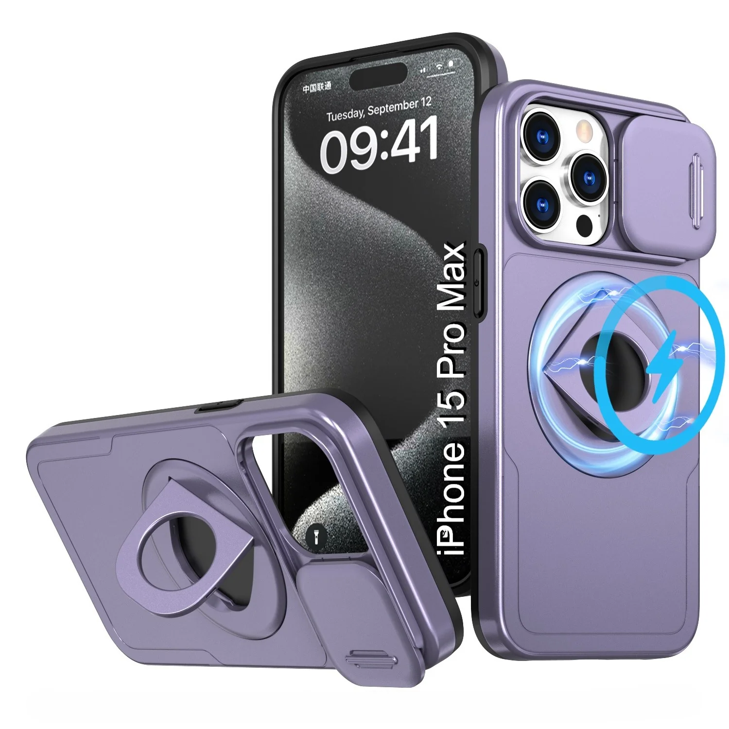 LuxuryKase Mag-Safe Shockproof Rugged Back Case with Finger Ring Kickstand & Sliding Camera Cover | Military Drop Protection | Wireless Charging Support For iPhone Series - Image 103