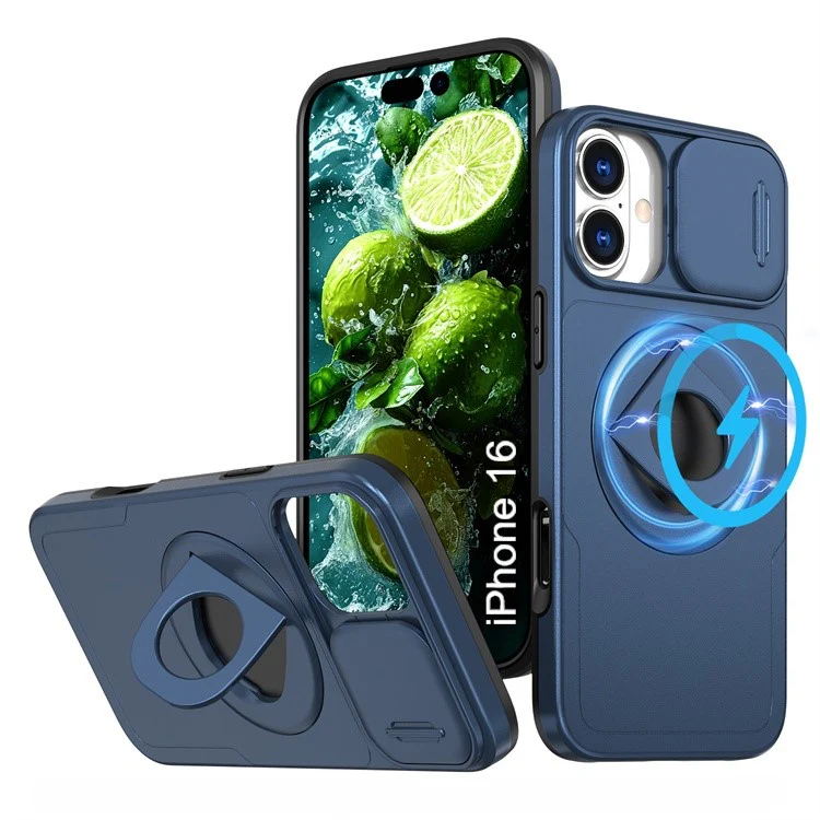 LuxuryKase Mag-Safe Shockproof Rugged Back Case with Finger Ring Kickstand & Sliding Camera Cover | Military Drop Protection | Wireless Charging Support For iPhone Series - Image 106
