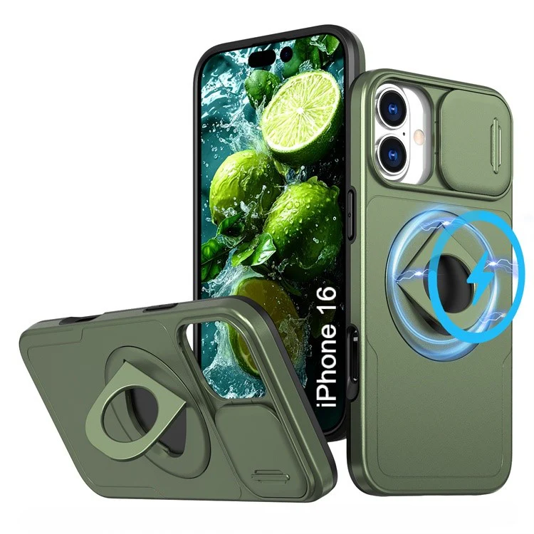 LuxuryKase Mag-Safe Shockproof Rugged Back Case with Finger Ring Kickstand & Sliding Camera Cover | Military Drop Protection | Wireless Charging Support For iPhone Series - Image 108