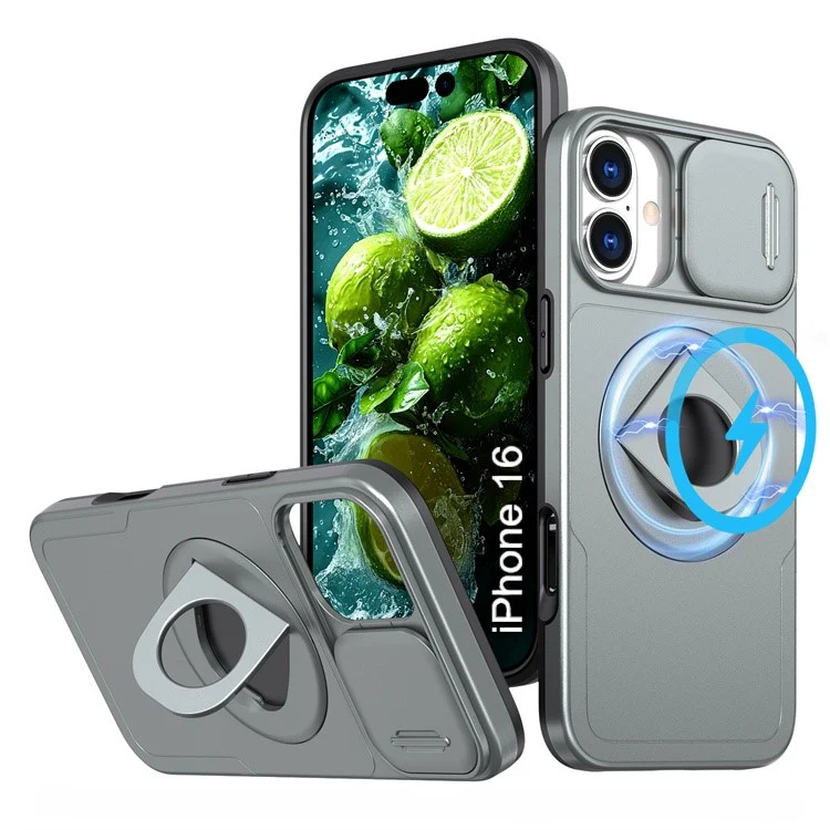 LuxuryKase Mag-Safe Shockproof Rugged Back Case with Finger Ring Kickstand & Sliding Camera Cover | Military Drop Protection | Wireless Charging Support For iPhone Series - Image 109