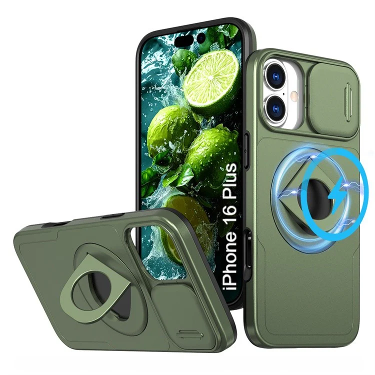 LuxuryKase Mag-Safe Shockproof Rugged Back Case with Finger Ring Kickstand & Sliding Camera Cover | Military Drop Protection | Wireless Charging Support For iPhone Series - Image 115
