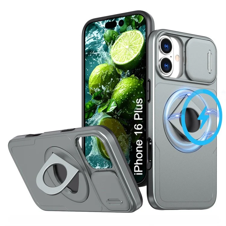 LuxuryKase Mag-Safe Shockproof Rugged Back Case with Finger Ring Kickstand & Sliding Camera Cover | Military Drop Protection | Wireless Charging Support For iPhone Series - Image 116