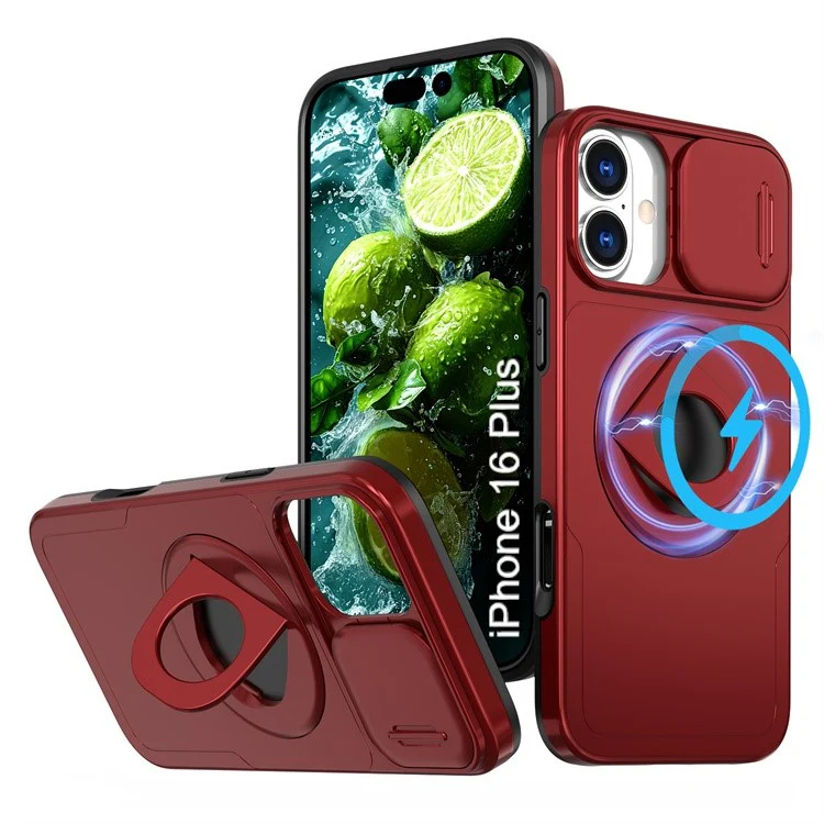 LuxuryKase Mag-Safe Shockproof Rugged Back Case with Finger Ring Kickstand & Sliding Camera Cover | Military Drop Protection | Wireless Charging Support For iPhone Series - Image 118