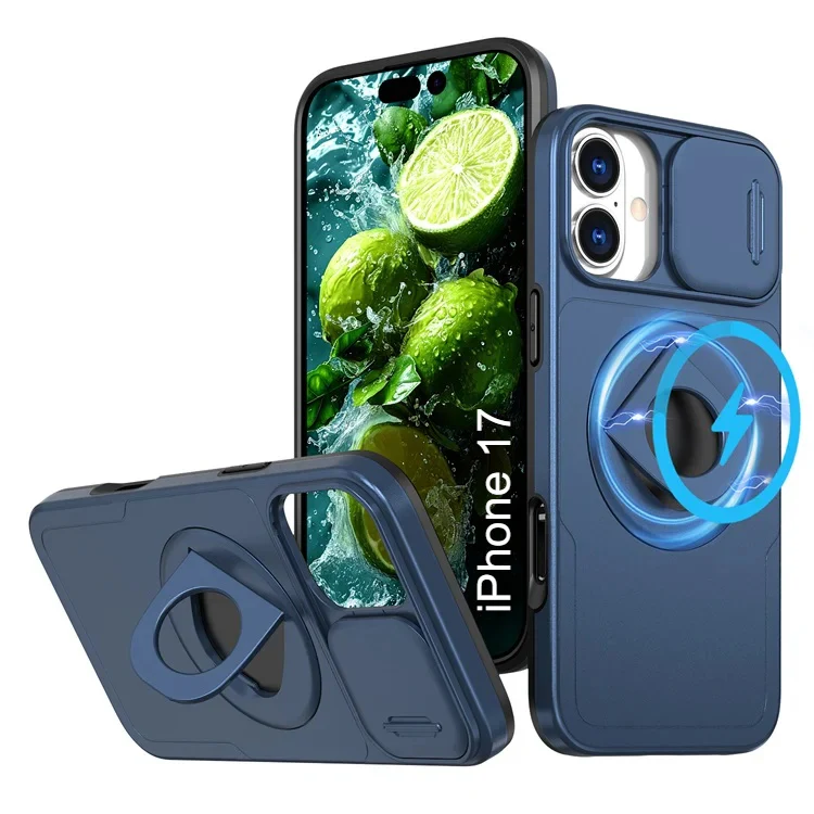 LuxuryKase Mag-Safe Shockproof Rugged Back Case with Finger Ring Kickstand & Sliding Camera Cover | Military Drop Protection | Wireless Charging Support For iPhone Series - Image 134