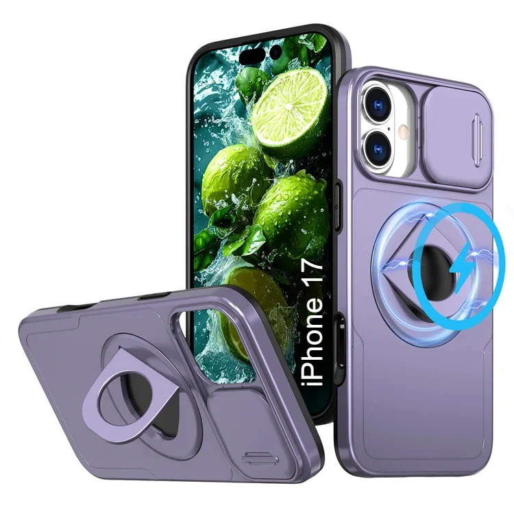 LuxuryKase Mag-Safe Shockproof Rugged Back Case with Finger Ring Kickstand & Sliding Camera Cover | Military Drop Protection | Wireless Charging Support For iPhone Series - Image 138