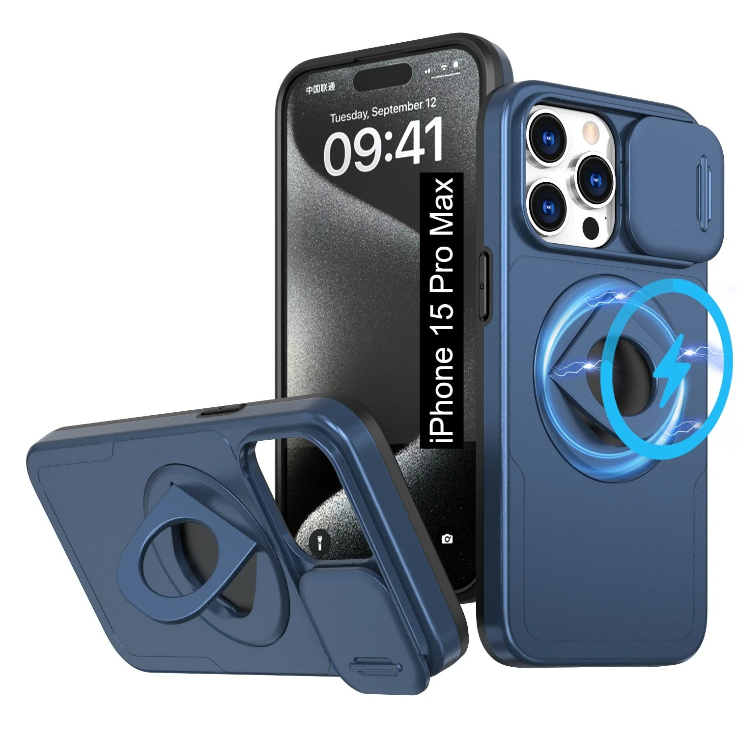 LuxuryKase Mag-Safe Shockproof Rugged Back Case with Finger Ring Kickstand & Sliding Camera Cover | Military Drop Protection | Wireless Charging Support For iPhone Series - Image 36