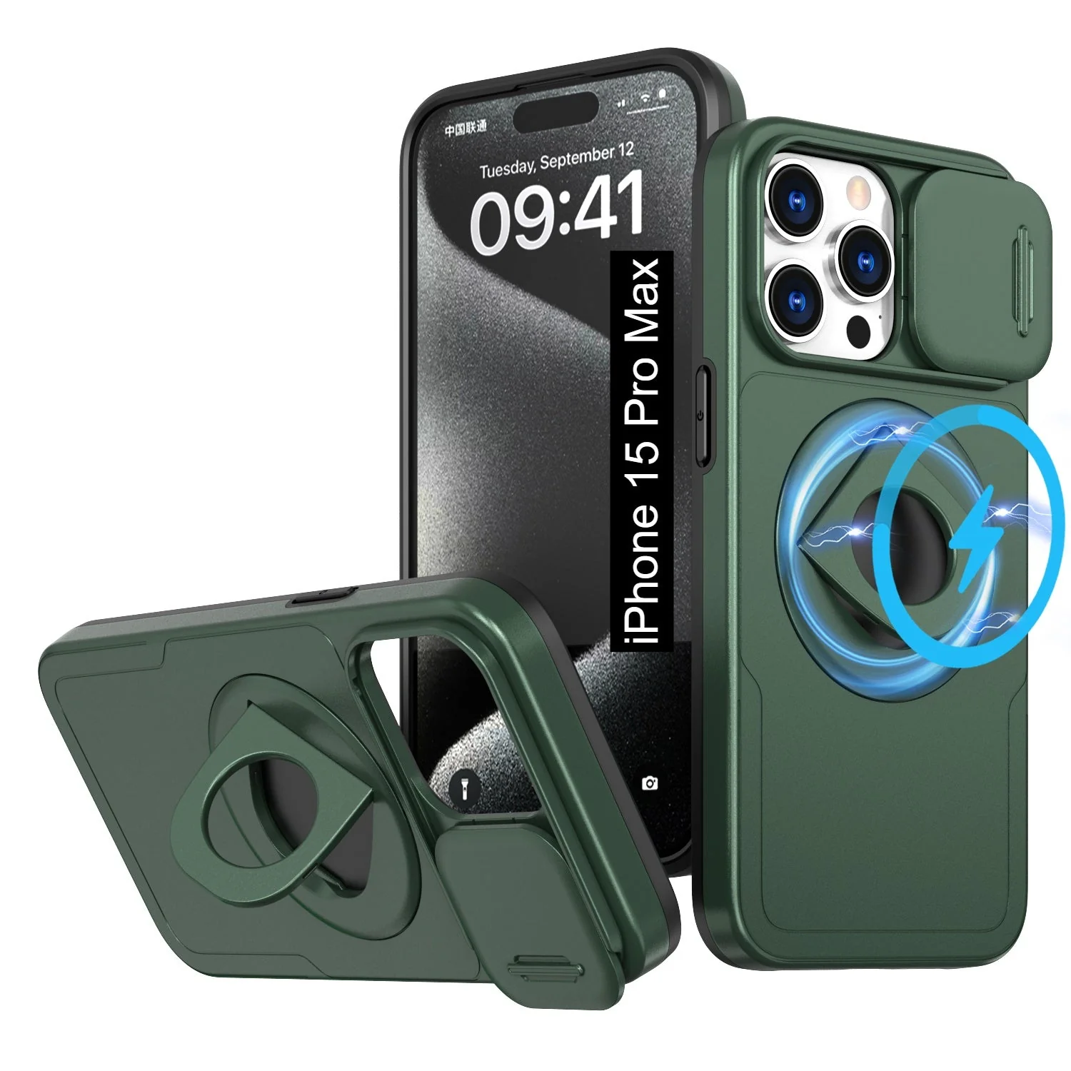 LuxuryKase Mag-Safe Shockproof Rugged Back Case with Finger Ring Kickstand & Sliding Camera Cover | Military Drop Protection | Wireless Charging Support For iPhone Series - Image 37