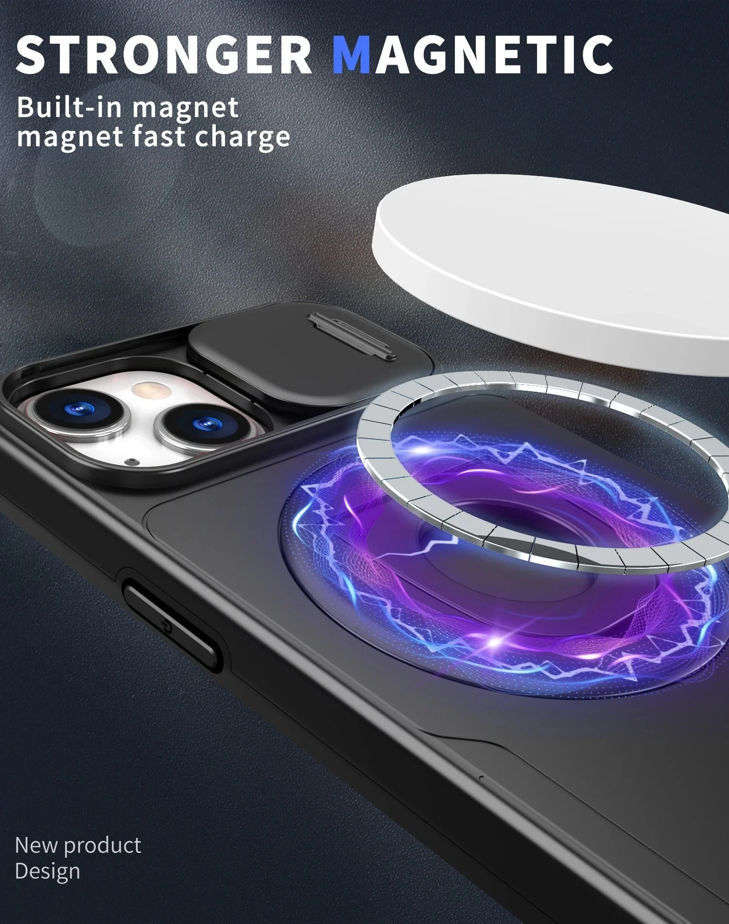 LuxuryKase Mag-Safe Shockproof Rugged Back Case with Finger Ring Kickstand & Sliding Camera Cover | Military Drop Protection | Wireless Charging Support For iPhone Series - Image 4