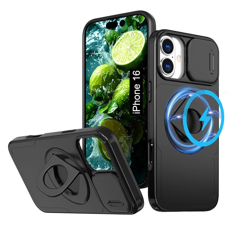 LuxuryKase Mag-Safe Shockproof Rugged Back Case with Finger Ring Kickstand & Sliding Camera Cover | Military Drop Protection | Wireless Charging Support For iPhone Series - Image 42