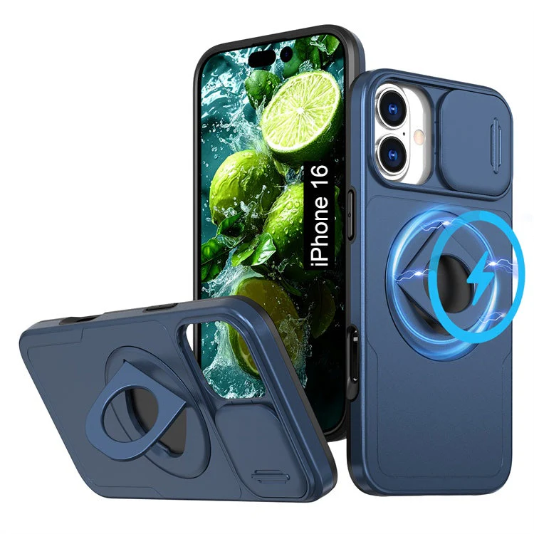 LuxuryKase Mag-Safe Shockproof Rugged Back Case with Finger Ring Kickstand & Sliding Camera Cover | Military Drop Protection | Wireless Charging Support For iPhone Series - Image 43