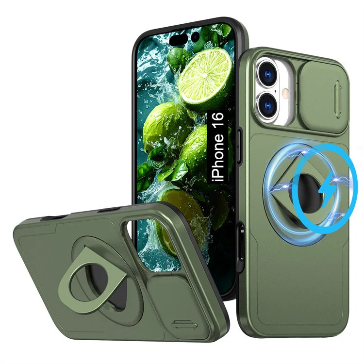 LuxuryKase Mag-Safe Shockproof Rugged Back Case with Finger Ring Kickstand & Sliding Camera Cover | Military Drop Protection | Wireless Charging Support For iPhone Series - Image 45