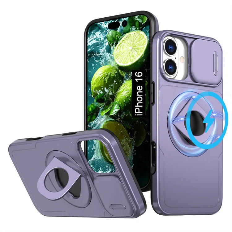LuxuryKase Mag-Safe Shockproof Rugged Back Case with Finger Ring Kickstand & Sliding Camera Cover | Military Drop Protection | Wireless Charging Support For iPhone Series - Image 47
