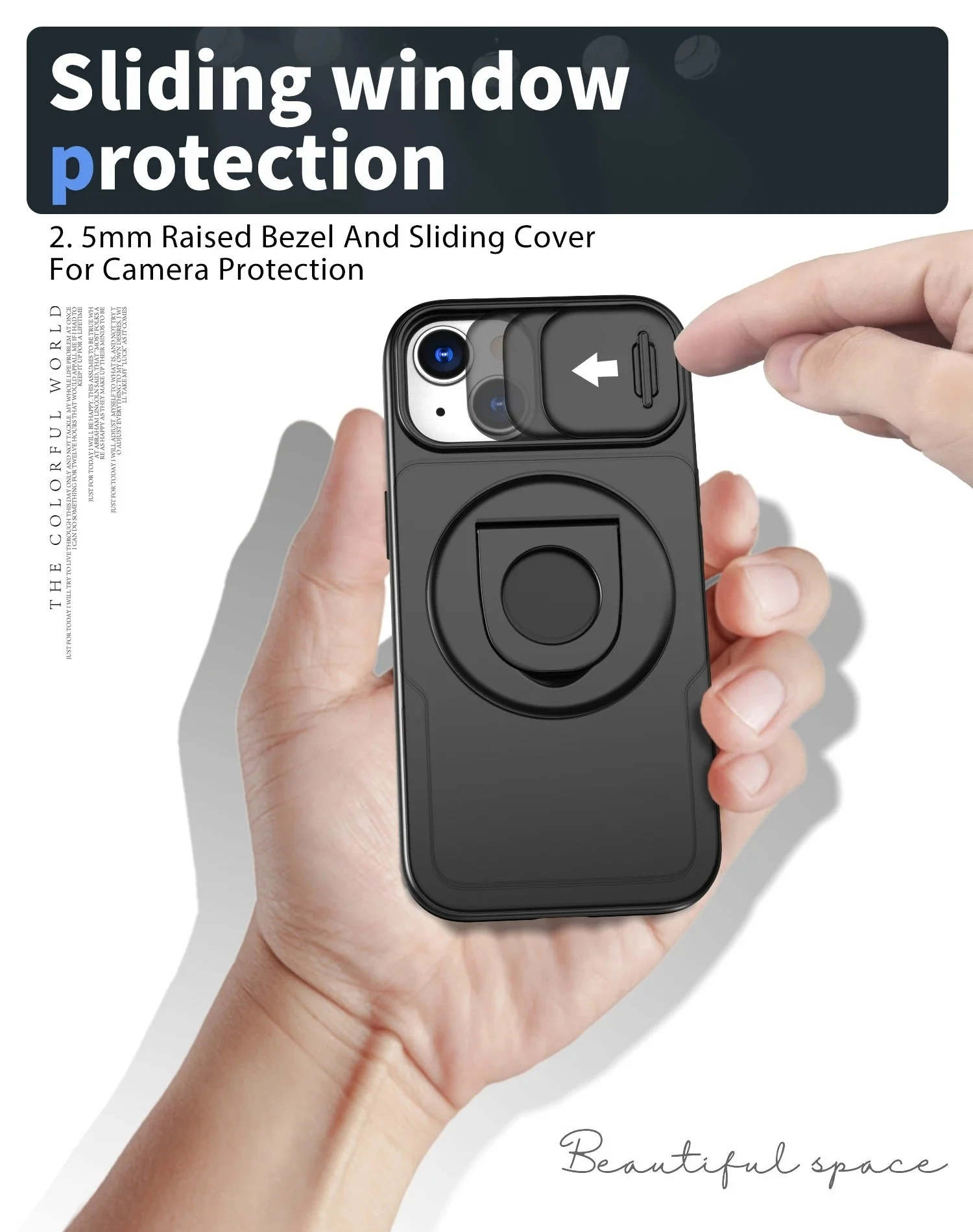 LuxuryKase Mag-Safe Shockproof Rugged Back Case with Finger Ring Kickstand & Sliding Camera Cover | Military Drop Protection | Wireless Charging Support For iPhone Series - Image 5