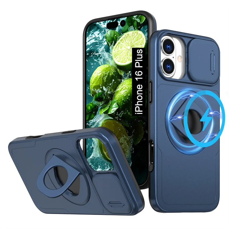 LuxuryKase Mag-Safe Shockproof Rugged Back Case with Finger Ring Kickstand & Sliding Camera Cover | Military Drop Protection | Wireless Charging Support For iPhone Series - Image 51