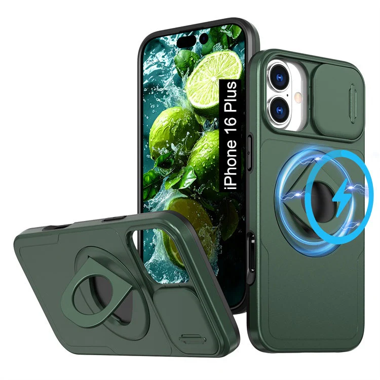 LuxuryKase Mag-Safe Shockproof Rugged Back Case with Finger Ring Kickstand & Sliding Camera Cover | Military Drop Protection | Wireless Charging Support For iPhone Series - Image 52