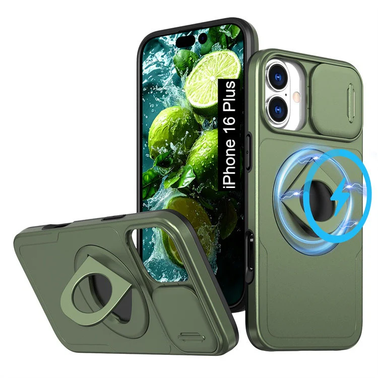 LuxuryKase Mag-Safe Shockproof Rugged Back Case with Finger Ring Kickstand & Sliding Camera Cover | Military Drop Protection | Wireless Charging Support For iPhone Series - Image 53