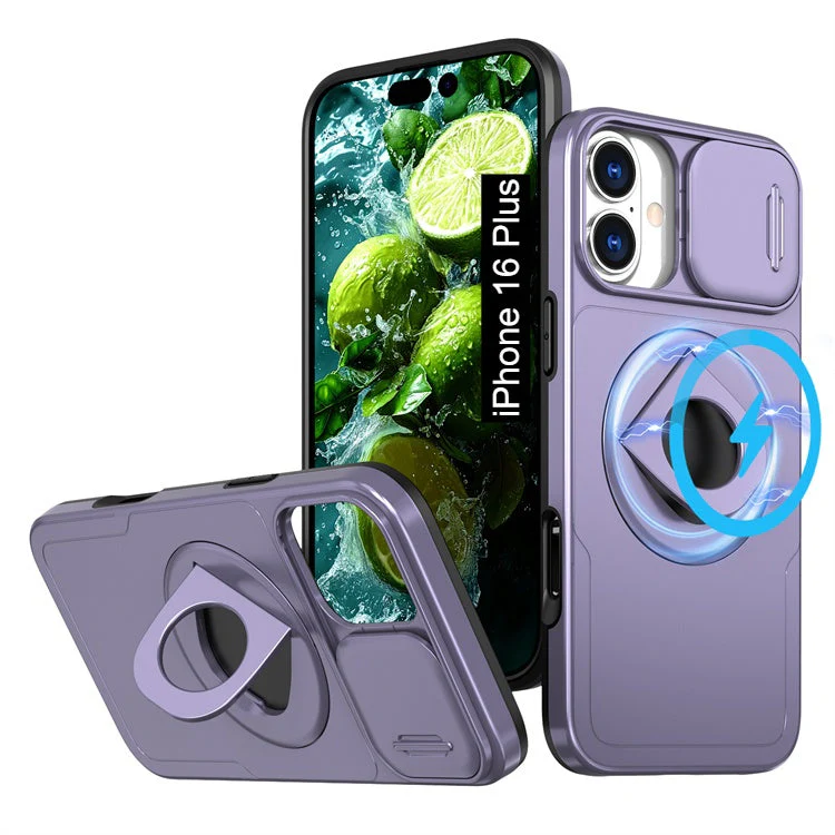 LuxuryKase Mag-Safe Shockproof Rugged Back Case with Finger Ring Kickstand & Sliding Camera Cover | Military Drop Protection | Wireless Charging Support For iPhone Series - Image 55