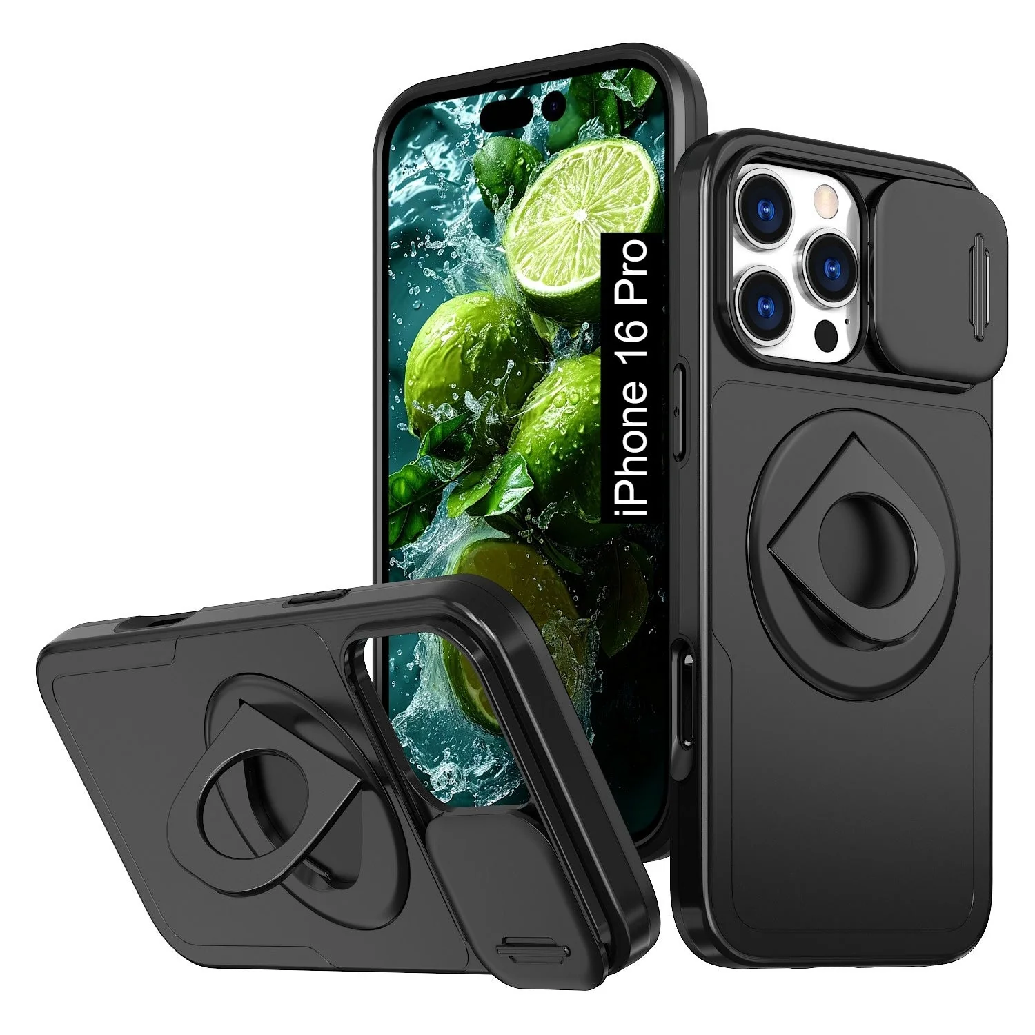 LuxuryKase Mag-Safe Shockproof Rugged Back Case with Finger Ring Kickstand & Sliding Camera Cover | Military Drop Protection | Wireless Charging Support For iPhone Series - Image 57