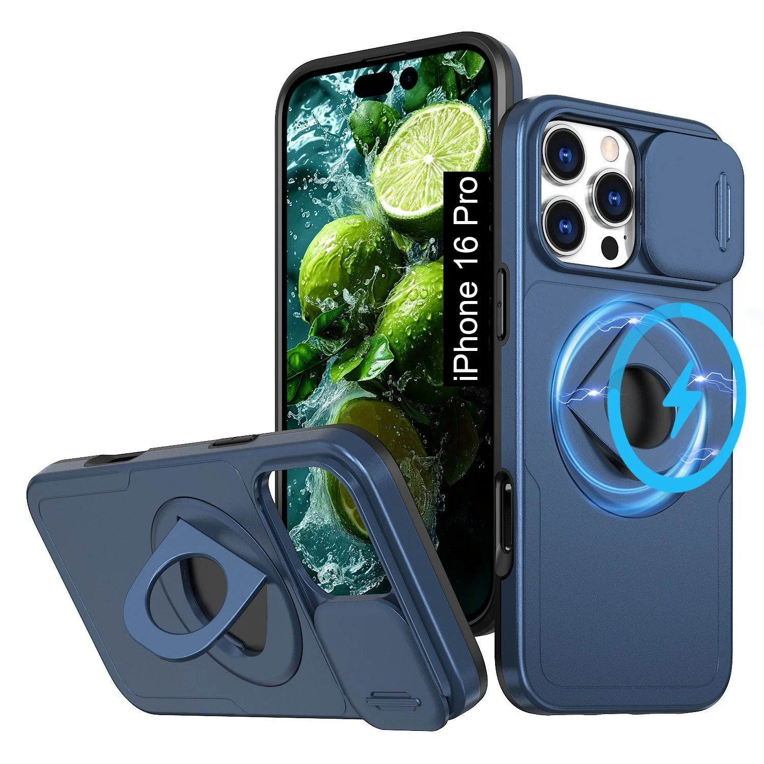 LuxuryKase Mag-Safe Shockproof Rugged Back Case with Finger Ring Kickstand & Sliding Camera Cover | Military Drop Protection | Wireless Charging Support For iPhone Series - Image 58