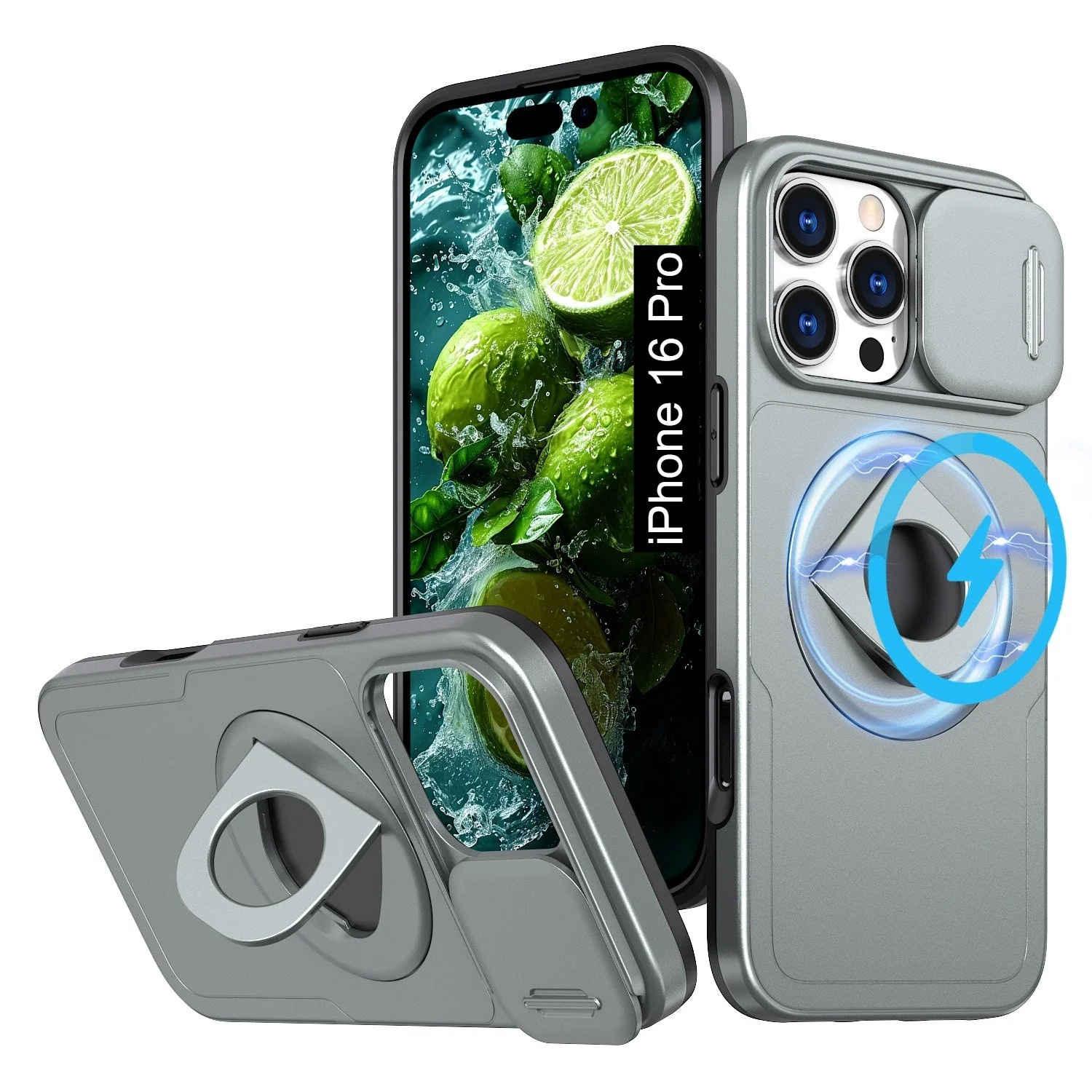 LuxuryKase Mag-Safe Shockproof Rugged Back Case with Finger Ring Kickstand & Sliding Camera Cover | Military Drop Protection | Wireless Charging Support For iPhone Series - Image 61