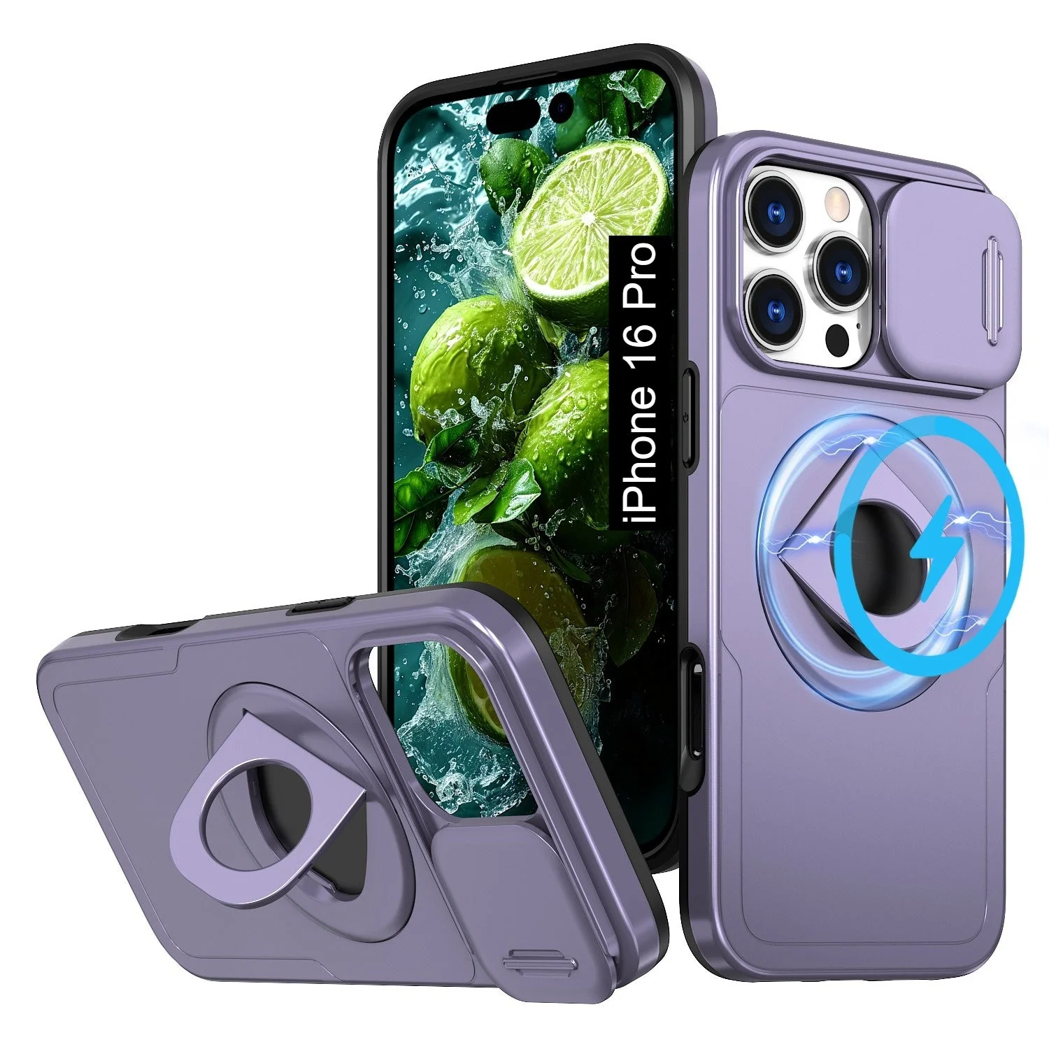 LuxuryKase Mag-Safe Shockproof Rugged Back Case with Finger Ring Kickstand & Sliding Camera Cover | Military Drop Protection | Wireless Charging Support For iPhone Series - Image 62