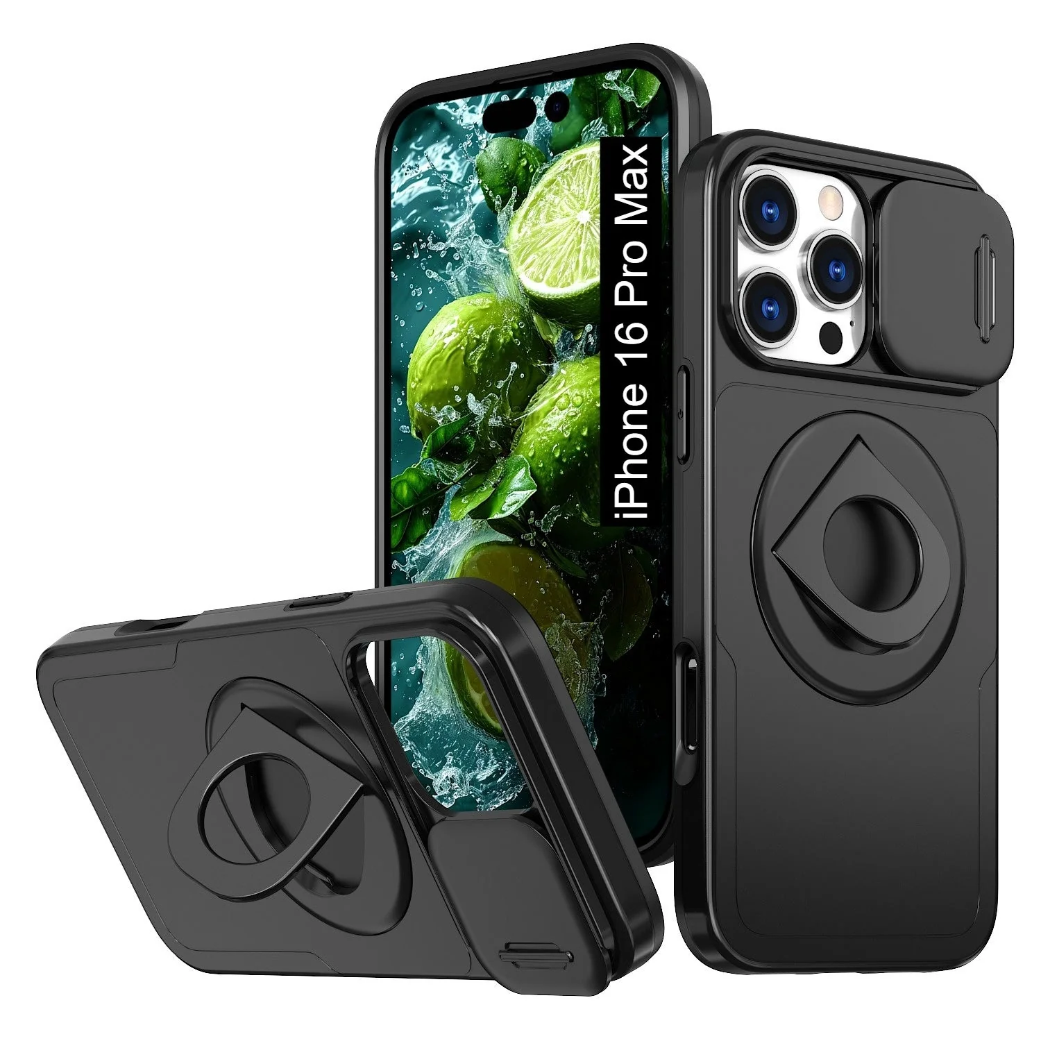 LuxuryKase Mag-Safe Shockproof Rugged Back Case with Finger Ring Kickstand & Sliding Camera Cover | Military Drop Protection | Wireless Charging Support For iPhone Series - Image 64
