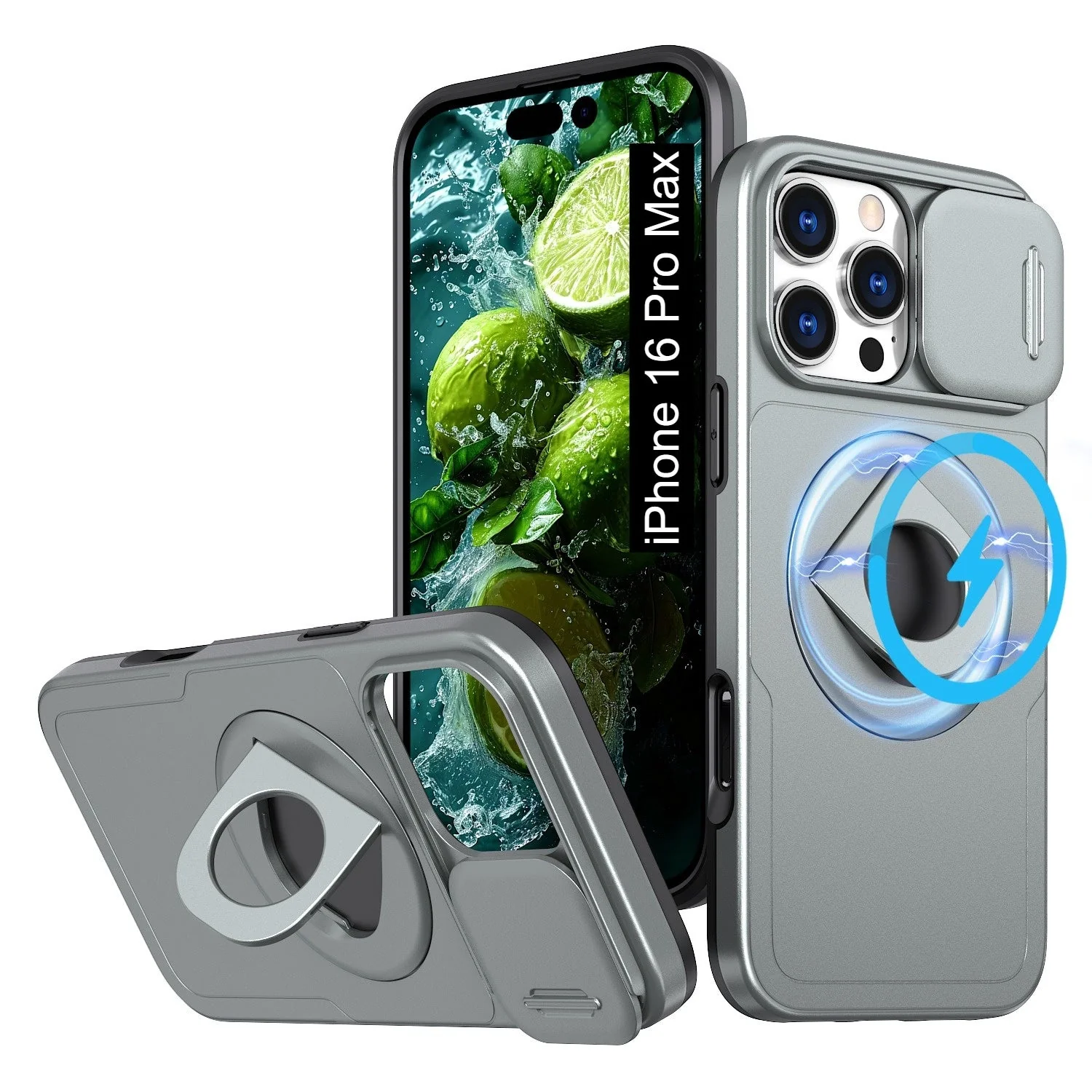 LuxuryKase Mag-Safe Shockproof Rugged Back Case with Finger Ring Kickstand & Sliding Camera Cover | Military Drop Protection | Wireless Charging Support For iPhone Series - Image 68