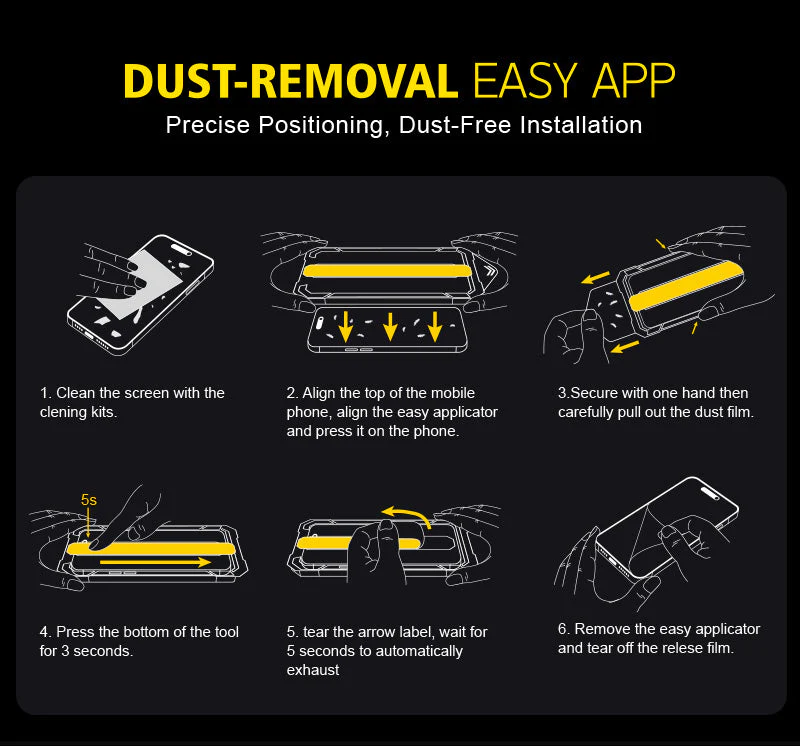 LuxuryKase Magic Box Screen Protector Easy Applicator Install Kit Tempered Glass Screen Protector For Iphone - Image 4