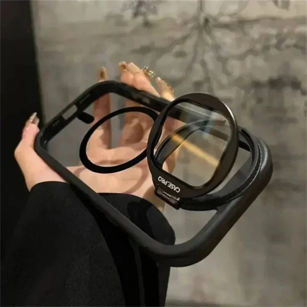 LuxuryKase Magnetic Transparent Back Case | Shockproof Hard PC Bumper Cover with Camera Lens Guard Kickstand | Mag-Safe Support For iPhone 13 & 14 Series - Image 2