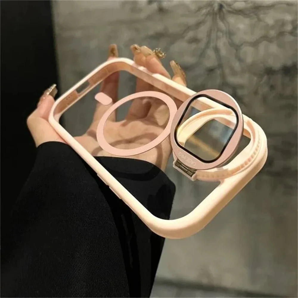 LuxuryKase Magnetic Transparent Back Case | Shockproof Hard PC Bumper Cover with Camera Lens Guard Kickstand | Mag-Safe Support For iPhone 13 & 14 Series - Image 7