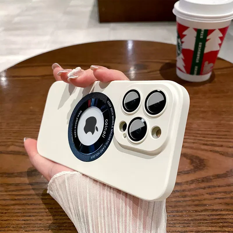 LuxuryKase Plain Hard PC Logo Cut Phone Case with Camera Lens Protector, Compatible with Mag-safe, Wireless Charging, and Magnetic Attachments For Iphone - Image 11