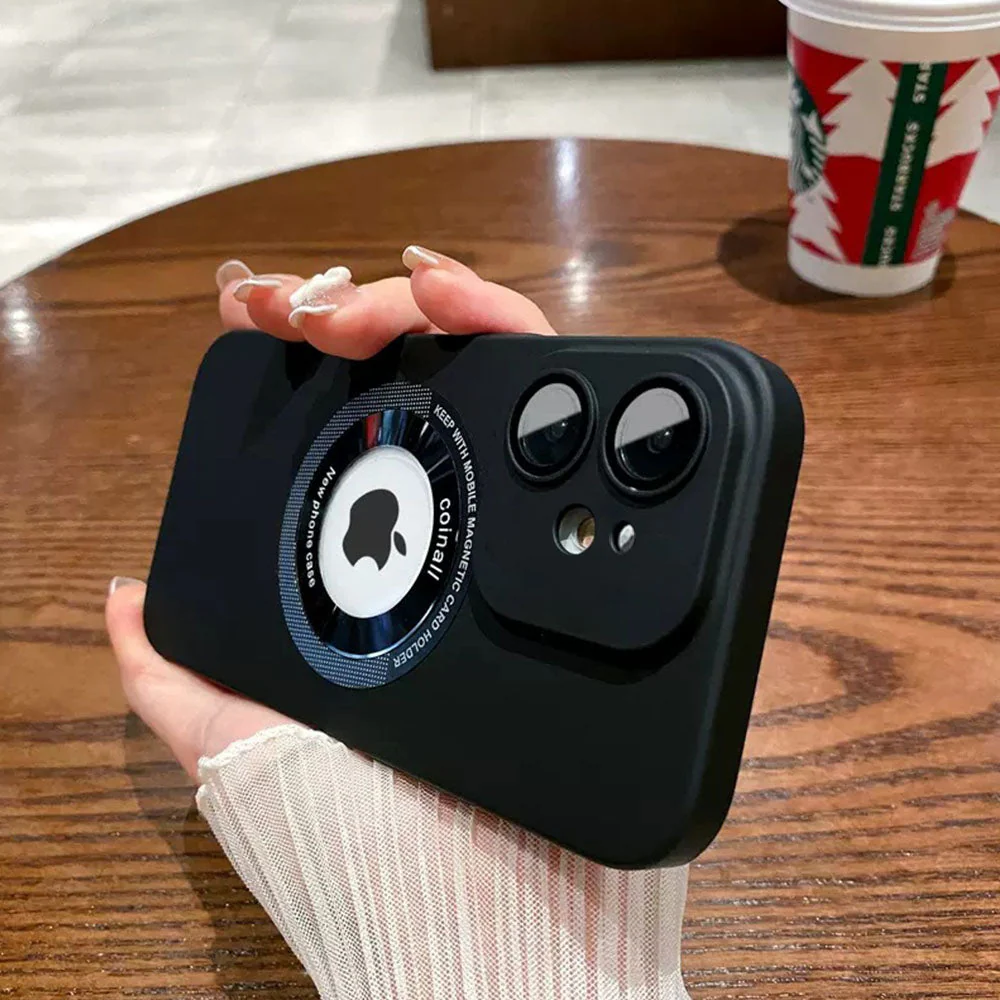 LuxuryKase Plain Hard PC Logo Cut Phone Case with Camera Lens Protector, Compatible with Mag-safe, Wireless Charging, and Magnetic Attachments For Iphone - Image 12