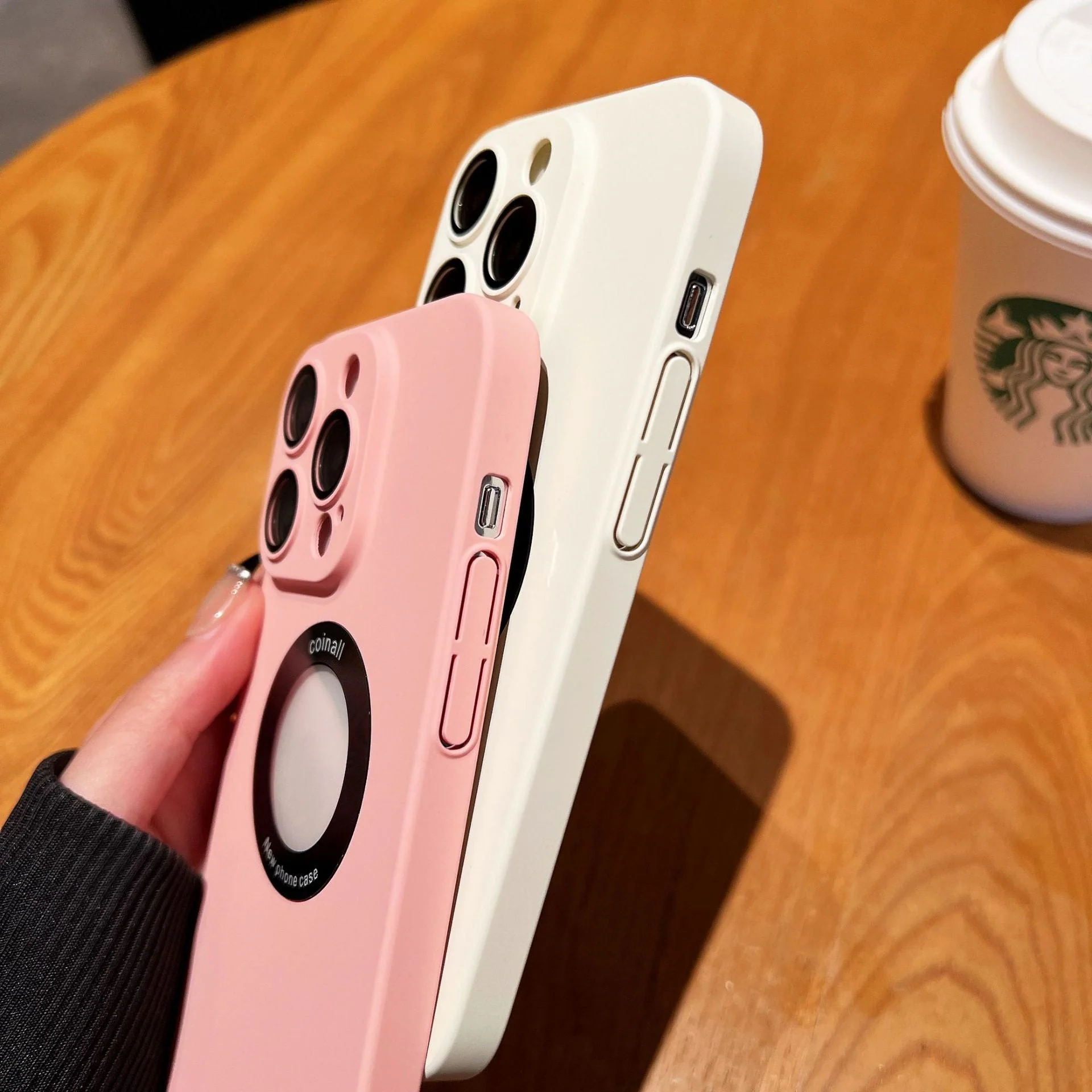 LuxuryKase Plain Hard PC Logo Cut Phone Case with Camera Lens Protector, Compatible with Mag-safe, Wireless Charging, and Magnetic Attachments For Iphone - Image 3