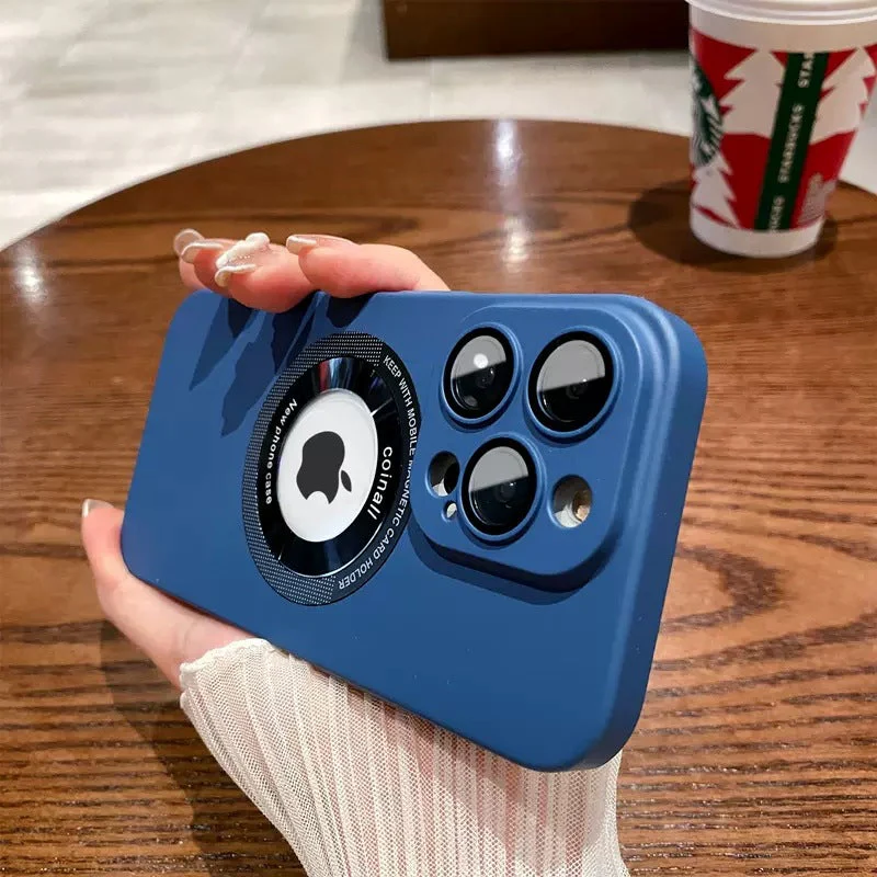 LuxuryKase Plain Hard PC Logo Cut Phone Case with Camera Lens Protector, Compatible with Mag-safe, Wireless Charging, and Magnetic Attachments For Iphone - Image 6