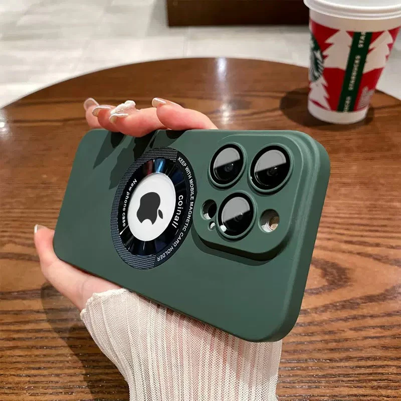 LuxuryKase Plain Hard PC Logo Cut Phone Case with Camera Lens Protector, Compatible with Mag-safe, Wireless Charging, and Magnetic Attachments For Iphone - Image 7